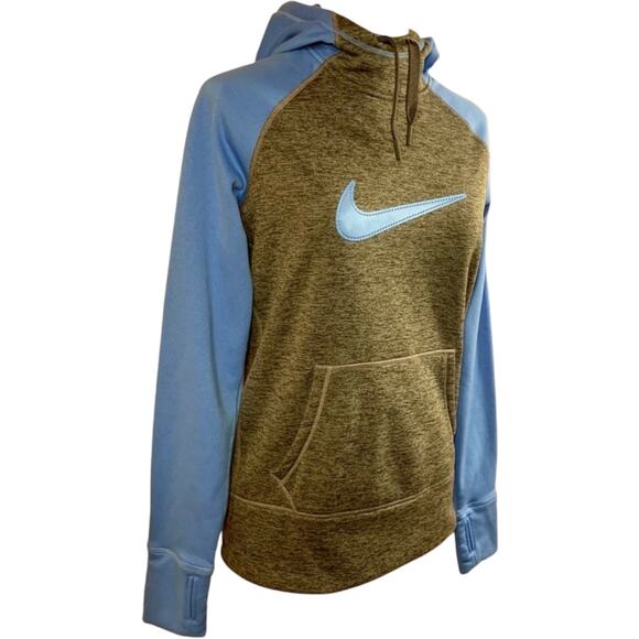 Nike Therma Fit Hoodie Womens Sz S Blue Gray Pullover Athletic Logo Swoosh Y2K - Picture 5 of 13